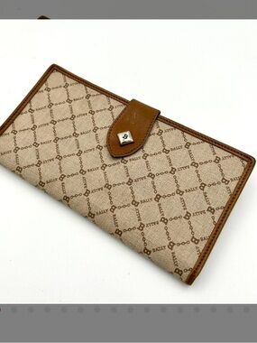 Bally Beige & Brown Monogram Continental Card Holder
